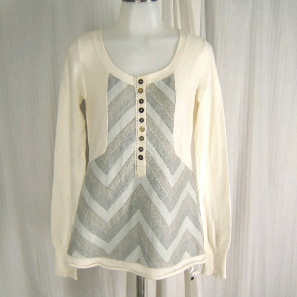 Free People Anthropologie Chevron Henley - NEW